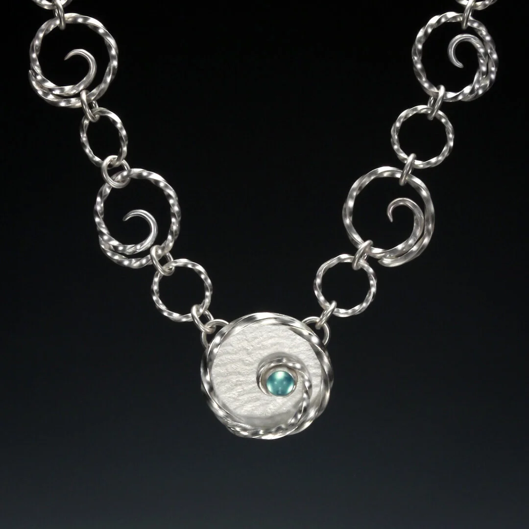 Ocean Waves Pendant with silver linked waves necklace — Carol Holaday Jewelry